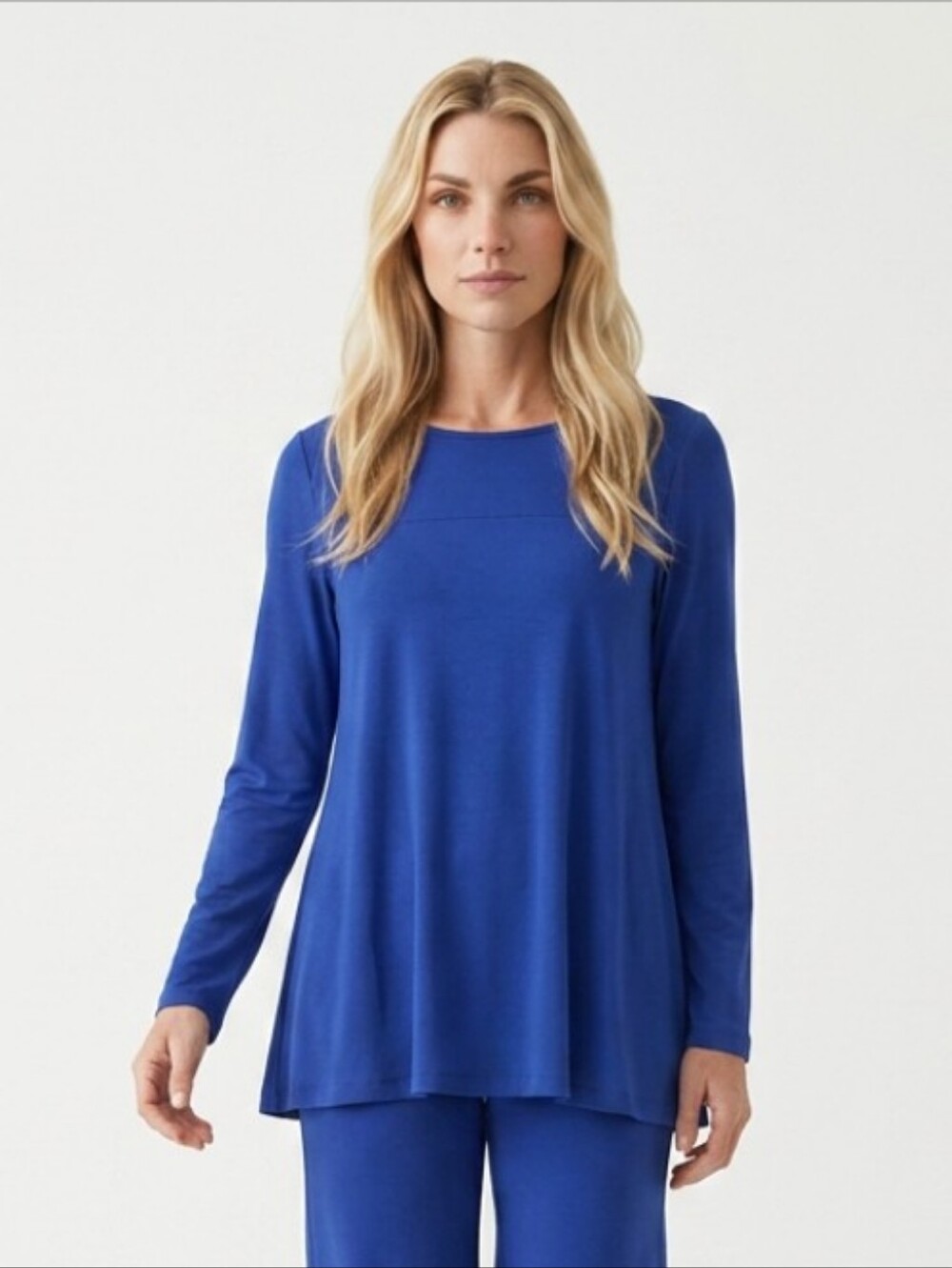 Lands' End Cobalt Blue Long Sleeve Scoop Neck Tee